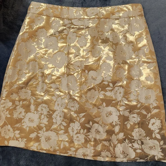 J. Crew Embellished Gold and Cream Mini Skirt - Picture 1 of 5